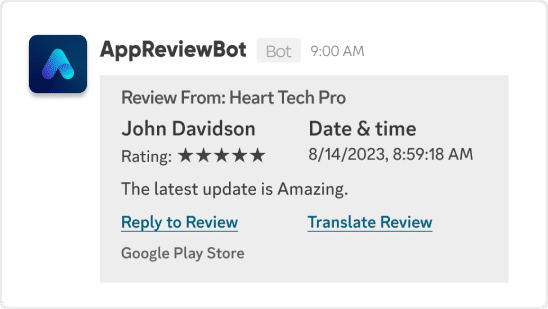 AppReviewBot Webex Message Format Example