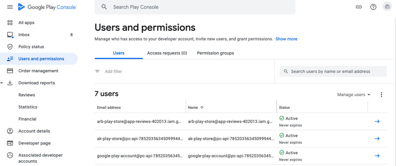 Users and Permissions